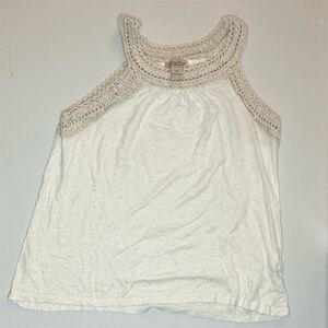 Lucky Brand Women's Ivory Crochet Trim Sleeveless Tank Top Size M